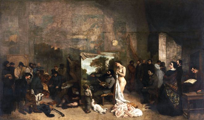 Gustave Courbet (1819-1877) The Artist's Studio, a real allegory summing up seven years of my artistic and moral life Between 1854 and 1855 Oil on Canvas H. 361; W. 598 cm Paris, musée d'Orsay © RMN-Grand Palais (Musée d'Orsay) / Hervé Lewandowski
